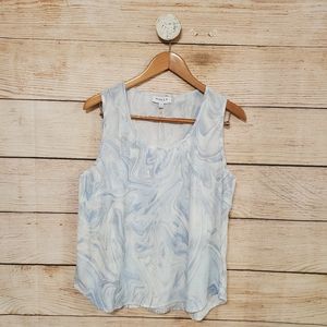 Gilli Marble Tank Blouse Blue White Large